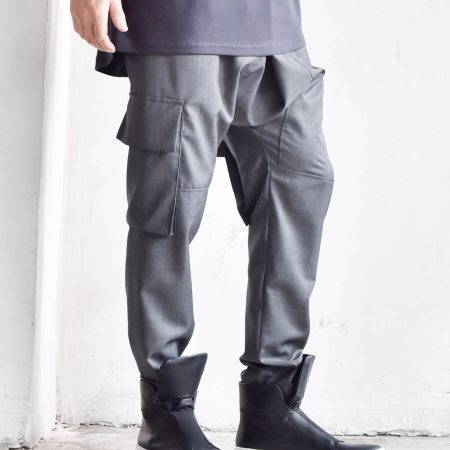 Men’s Casual Drop Crotch Pants with Tapered Leg Design