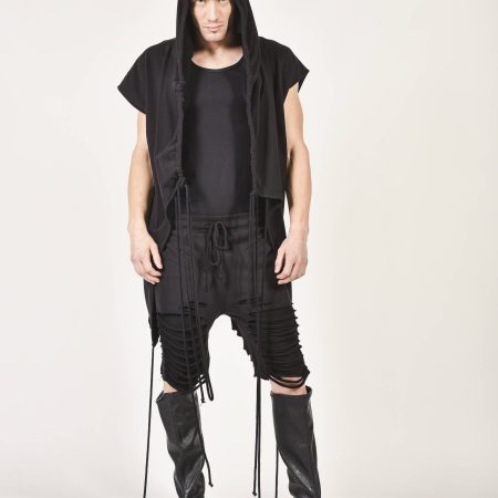 Men’s Gothic Streetwear Pants with Tie Strap Accents