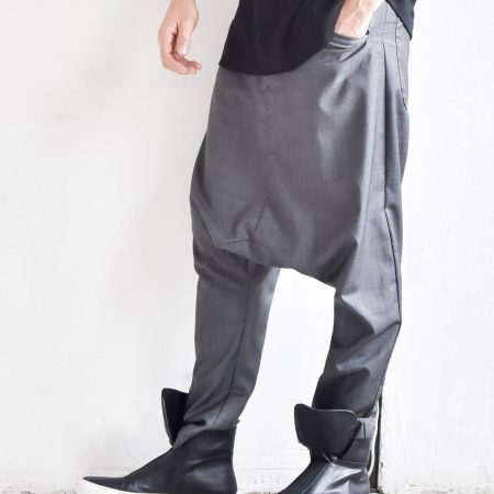 Men’s Grey Streetwear Jogger Pants with Low Crotch Design