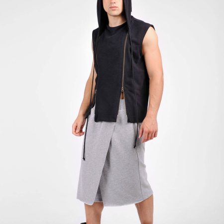 Men’s Light Grey Knee-Length Shorts with Elastic Waist