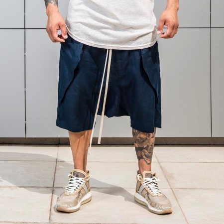 Men’s Loose Fit Harem Shorts with Side Panel Pockets