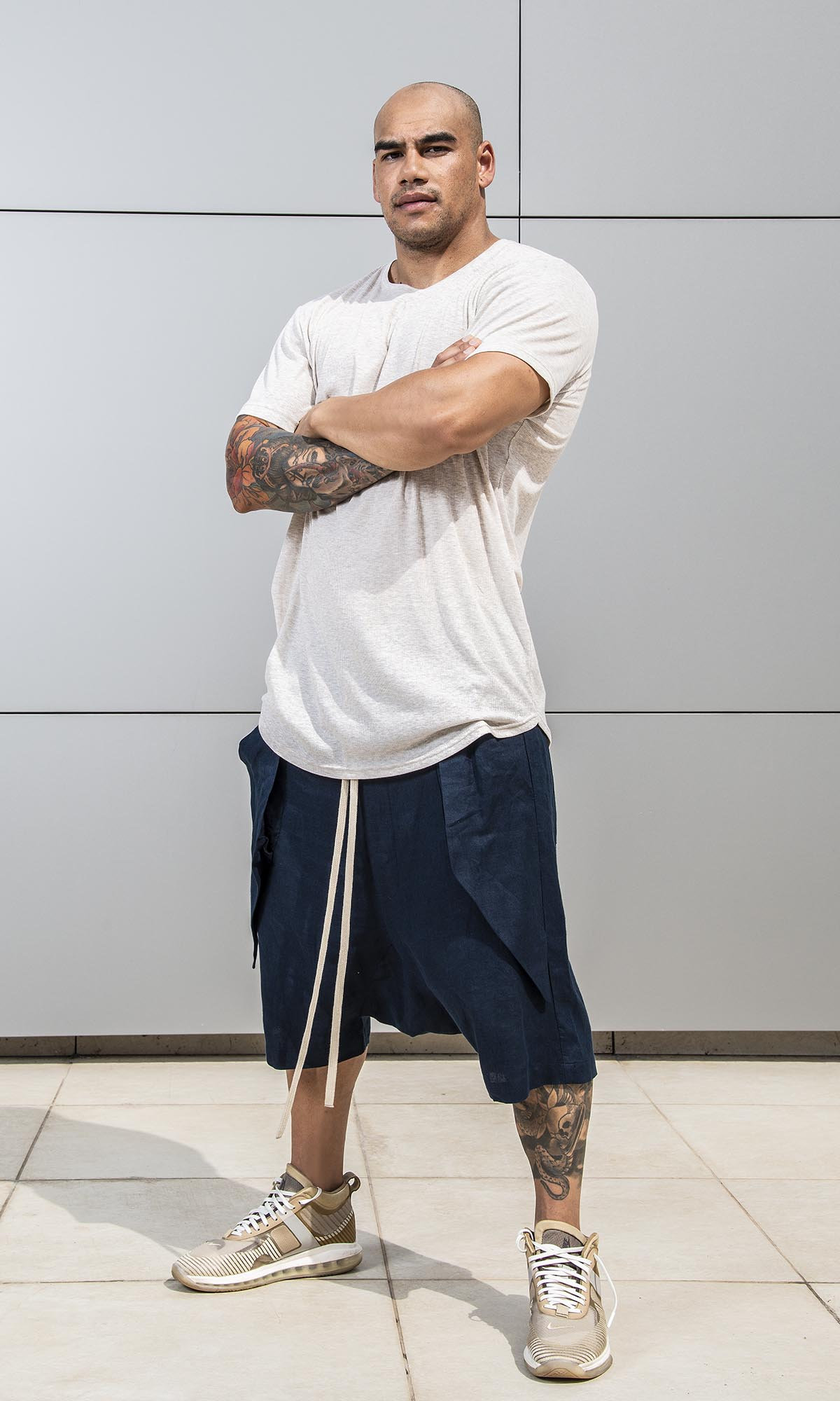 Men’s Loose Fit Harem Shorts with Side Panel Pockets - Image 2
