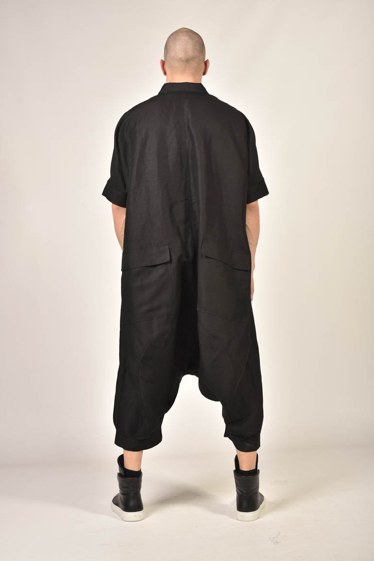 Men’s Loose Fit Zip Front Jumpsuit with Harem Silhouette - Image 4