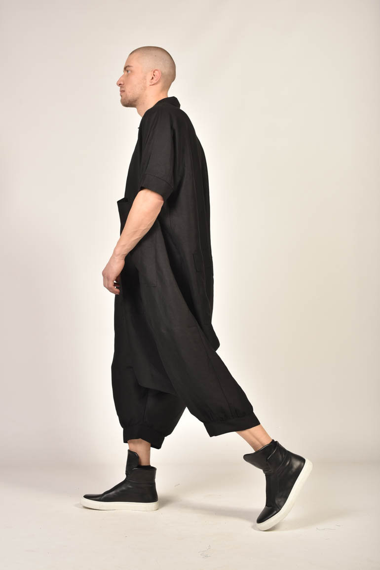 Men’s Loose Fit Zip Front Jumpsuit with Harem Silhouette - Image 3